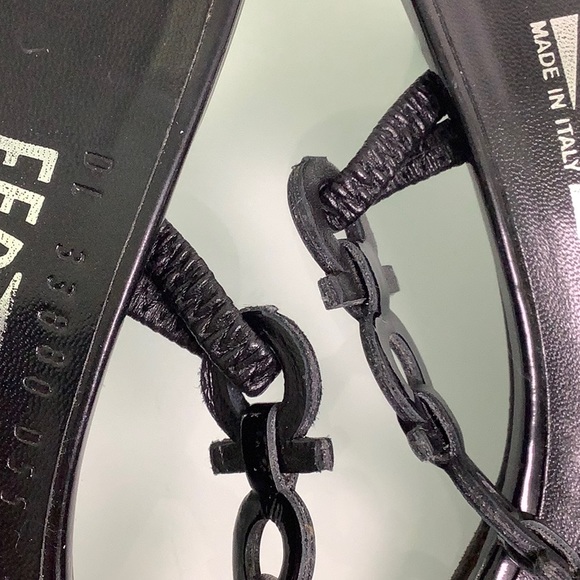Salvatore Ferragamo kitten heel Leather Patent vinyl strappy sandals SZ 7 B EUC - Picture 13 of 16